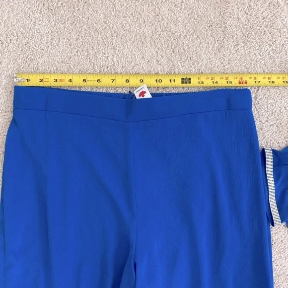 Frank Lyman NWT Women's Imperial Blue Pants Outfit w/ Chiffon Overlay Size L - Picture 14 of 16